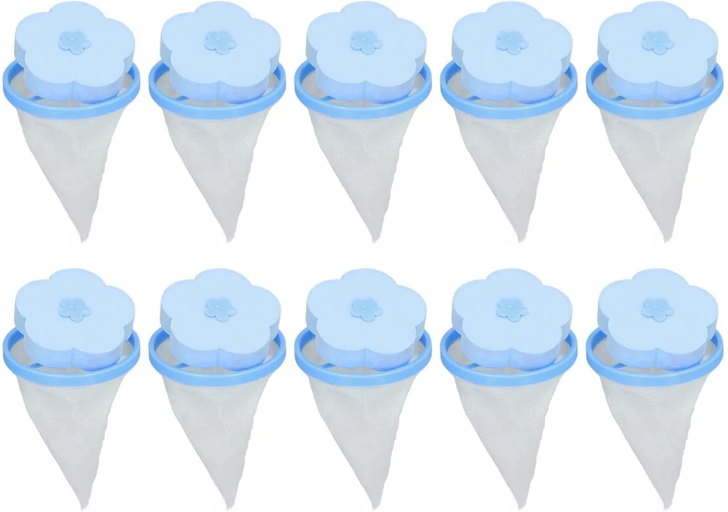10pcs Lint Catcher for Laundry, Household Reusable Washing Machine Floating Lint Mesh Bag, Pet Hair Filter Washer Lint Trap Net Pouch (Blue)