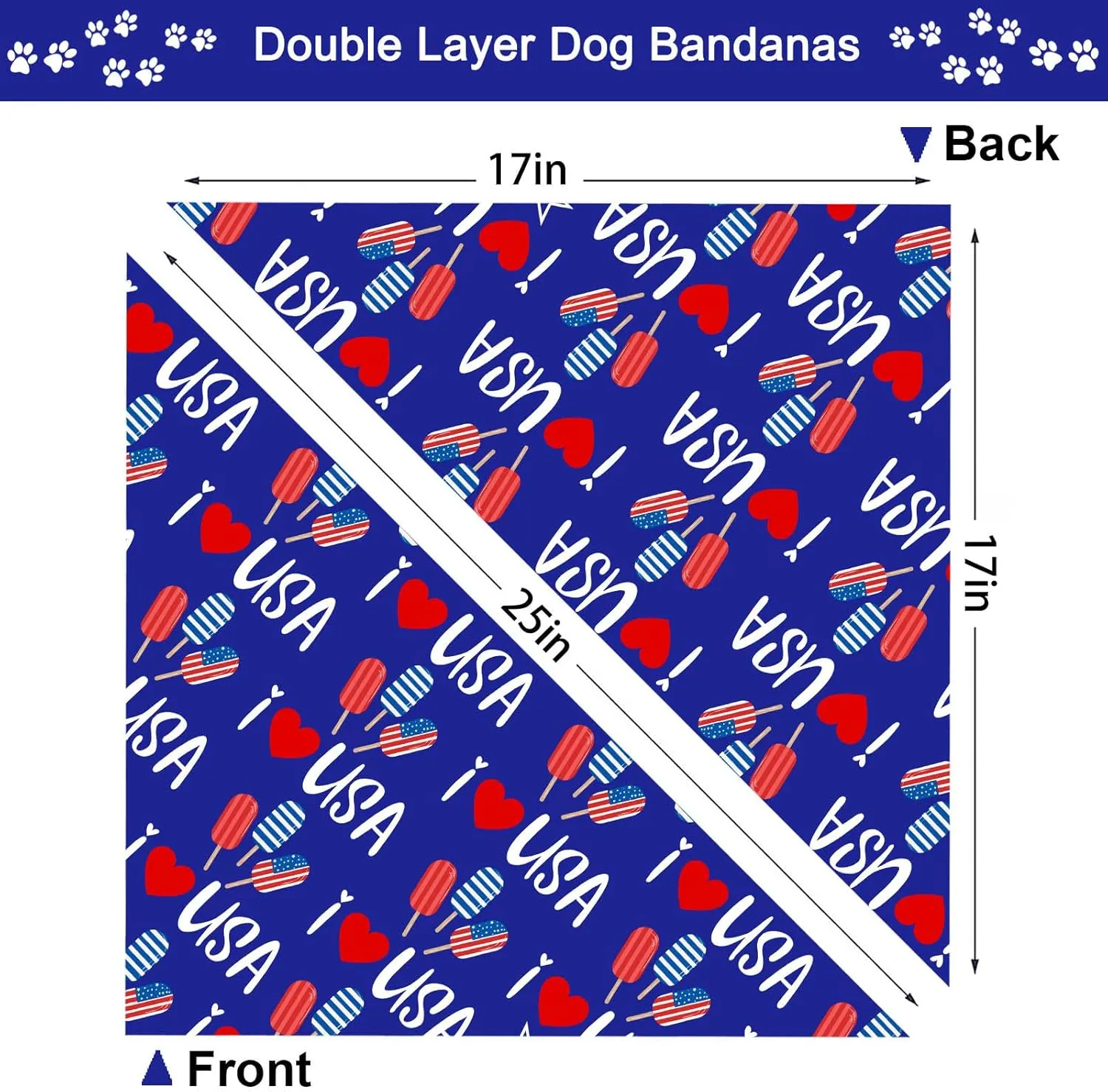 4th of July Dog Bandanas, Patriotic Holiday Party Pet Decorations 2 Pack, Adjustable Independence Day Bandana American Flag Triangle Bibs Cat Scarf Set