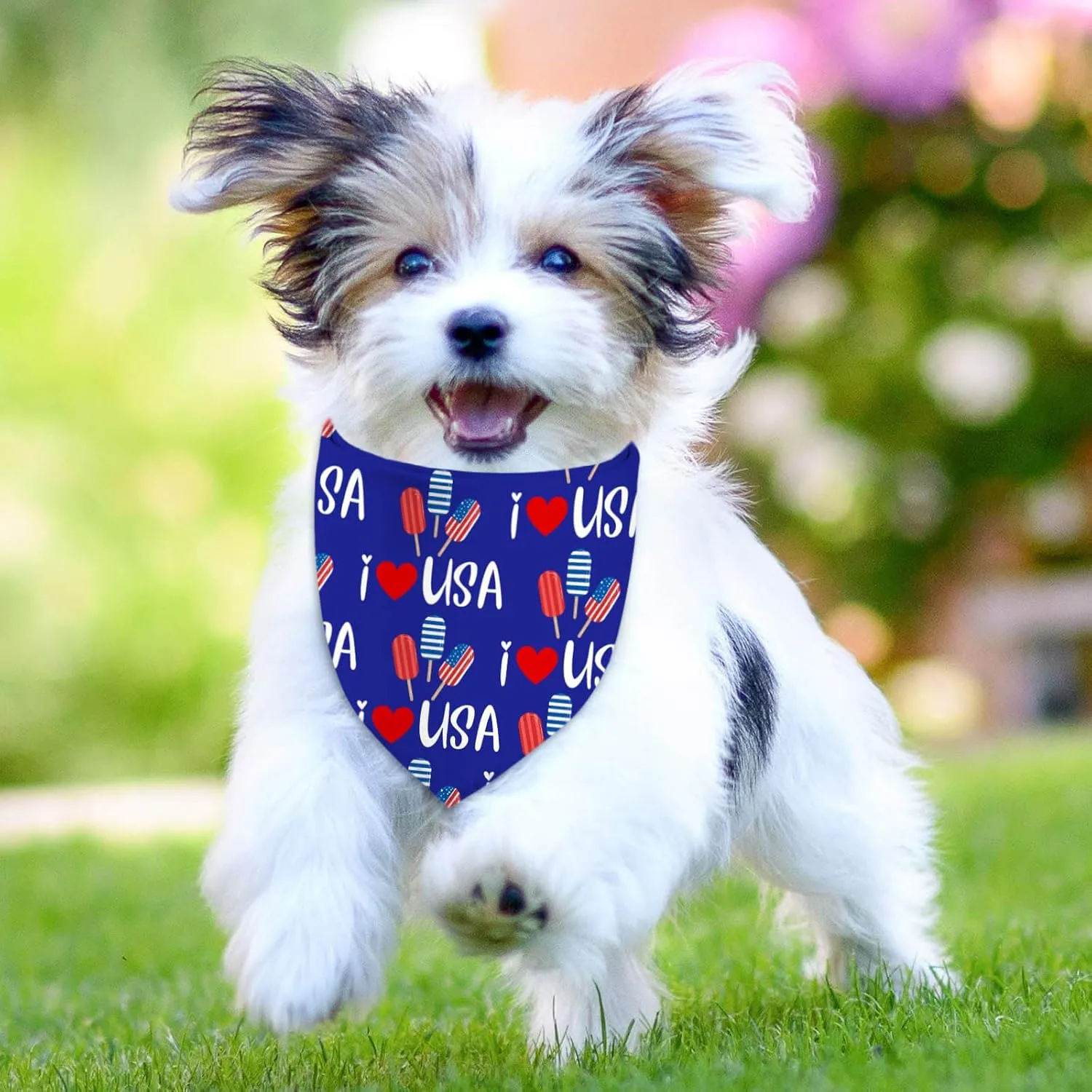 4th of July Dog Bandanas, Patriotic Holiday Party Pet Decorations 2 Pack, Adjustable Independence Day Bandana American Flag Triangle Bibs Cat Scarf Set