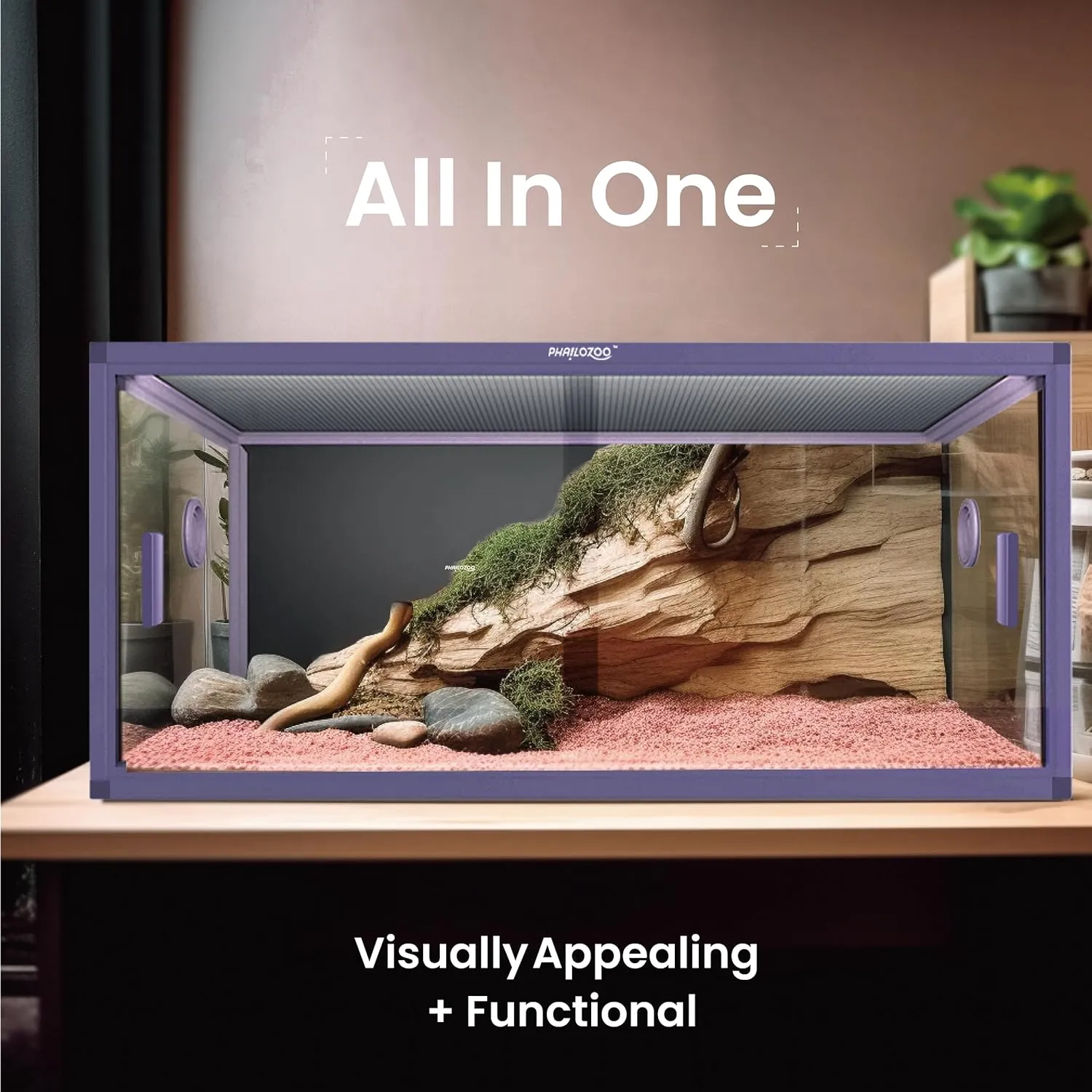 50 Gallon Bearded Dragon Tank, Reptile Enclosure for Easy Maintenance, Front Opening Reptile Tank with Top Screen Ventilation & Glass Sliding Door 36''x18''x18''