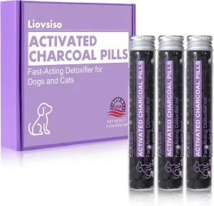 Activated Charcoal Pills for Dogs for Poisoning -Dog First Aid Kit Essential, Activated Charcoal Detox for Dogs, Cats, Pets-Ready Rescue for Dog, Dog Emergency Kit -3 Vials of 30g