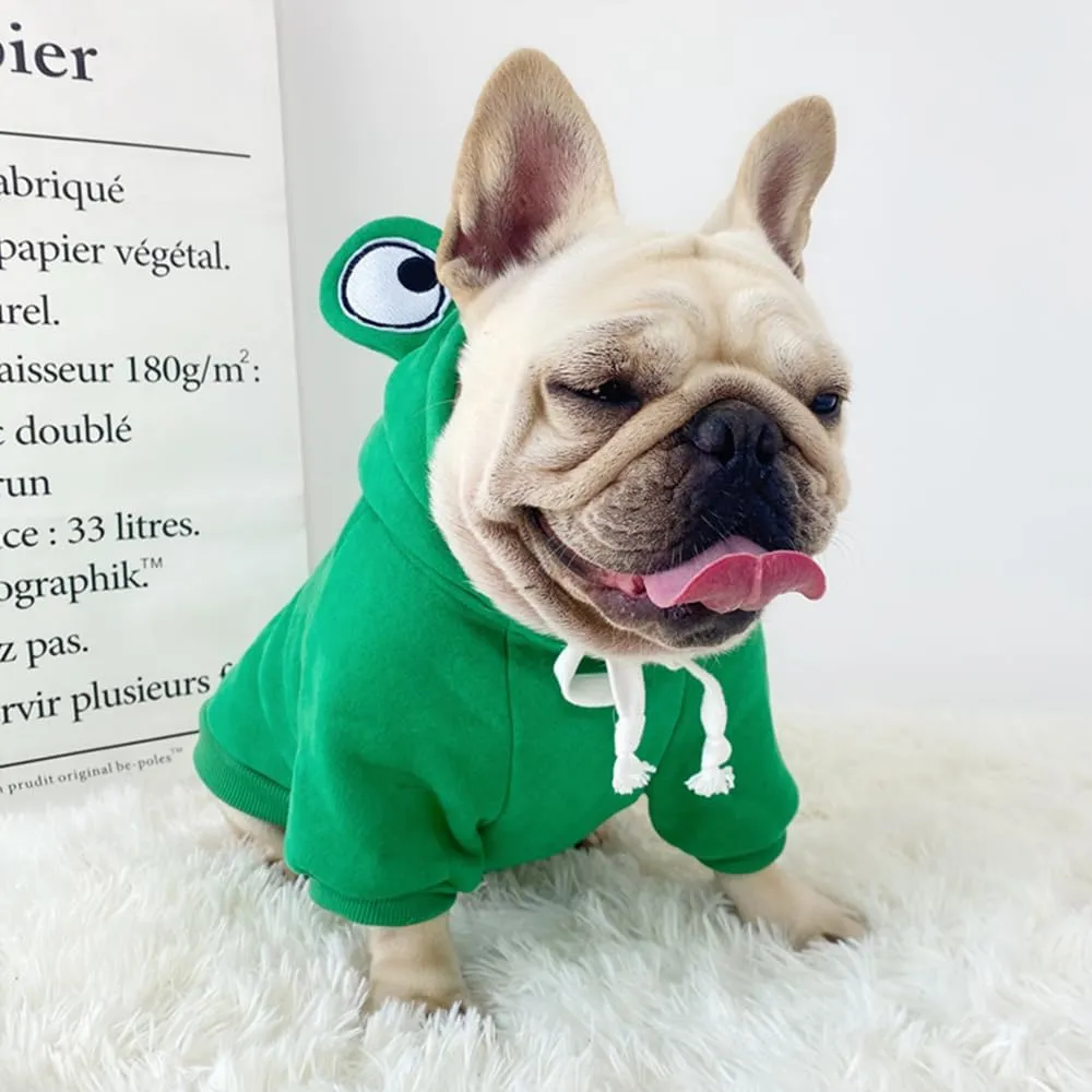 ANIAC Funny Pet Clothes for Small Dog Cat Girl Male Frog Hoodies Warm Sweatshirt Coat with Eye Hood Fall Puppy Cat Apparel Christmas Halloween Frog Costume (Green, XX-Large)