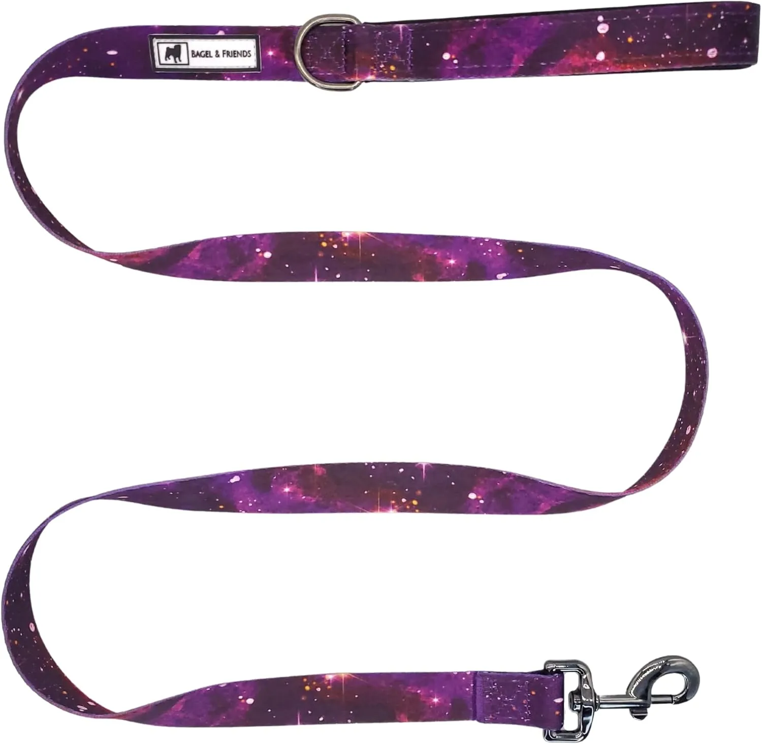 Bagel & Friends Matching Dog Collar & Leash Set XSmall, Small, Medium, Large for boy, Male, Female, Girl Dogs and Puppy (Large, Purple Galaxy)