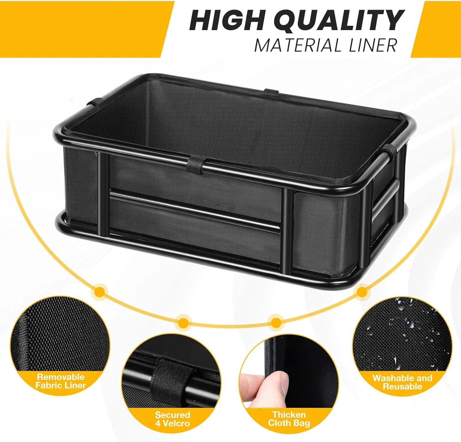 Bike Basket - Large Rear Removable Metal Basket, Waterproof Cover, Cargo Net, Heavy Duty for Most Bikes and E-Bikes