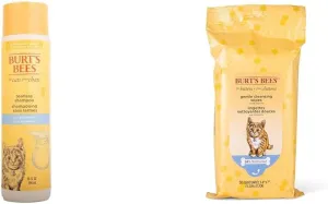 Burt's Bees for Pets Kitten Care Bundle: Tearless Kitten Shampoo with Buttermilk, 10oz & Kitten Wipes, 50ct, Naturally Derived Ingredients