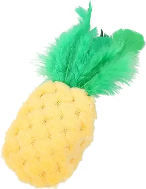 BWESOO Pineapple Shape Cat Chew Toy - Catnip Molar Toys Teeth Cleaning Toy Pet Bite Resistant Pet Supplies,Fun Toy for Exercise Interactive Plush Playing Toy for Cat Kitten Yellow