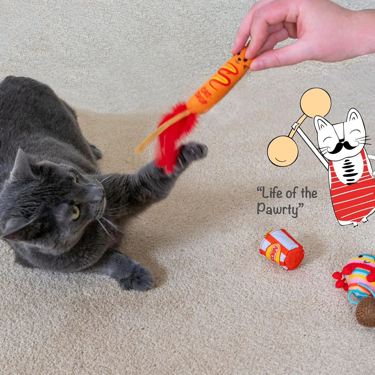 Catstages Pawrty Interactive Plush Catnip Cat Toys - 3 Pack
