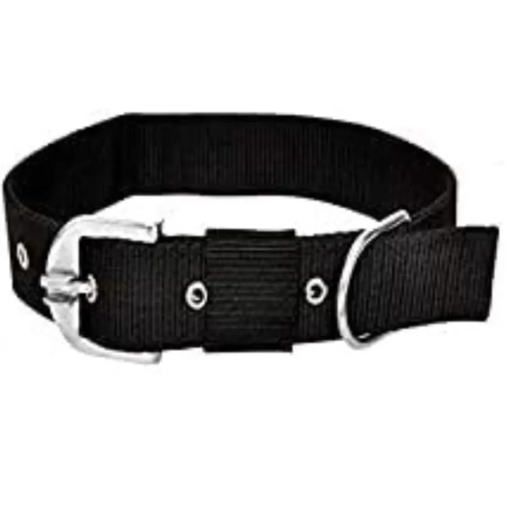 Chullbull Nylon Collar and Heavy Chain Leash for Dogs (Black)