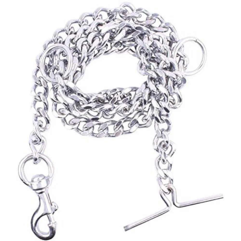 Chullbull Nylon Collar and Heavy Chain Leash for Dogs (Black)