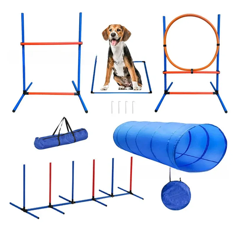 Custom Hot-selling Dog Agility Training Equipment Tunnel Poles Hurdles Exercise Pet Obstacle Course Agility Pet Training Set