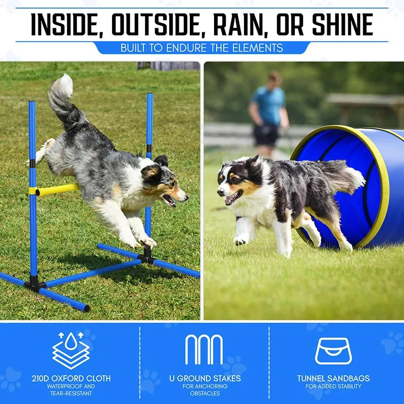 Custom Hot-selling Dog Agility Training Equipment Tunnel Poles Hurdles Exercise Pet Obstacle Course Agility Pet Training Set