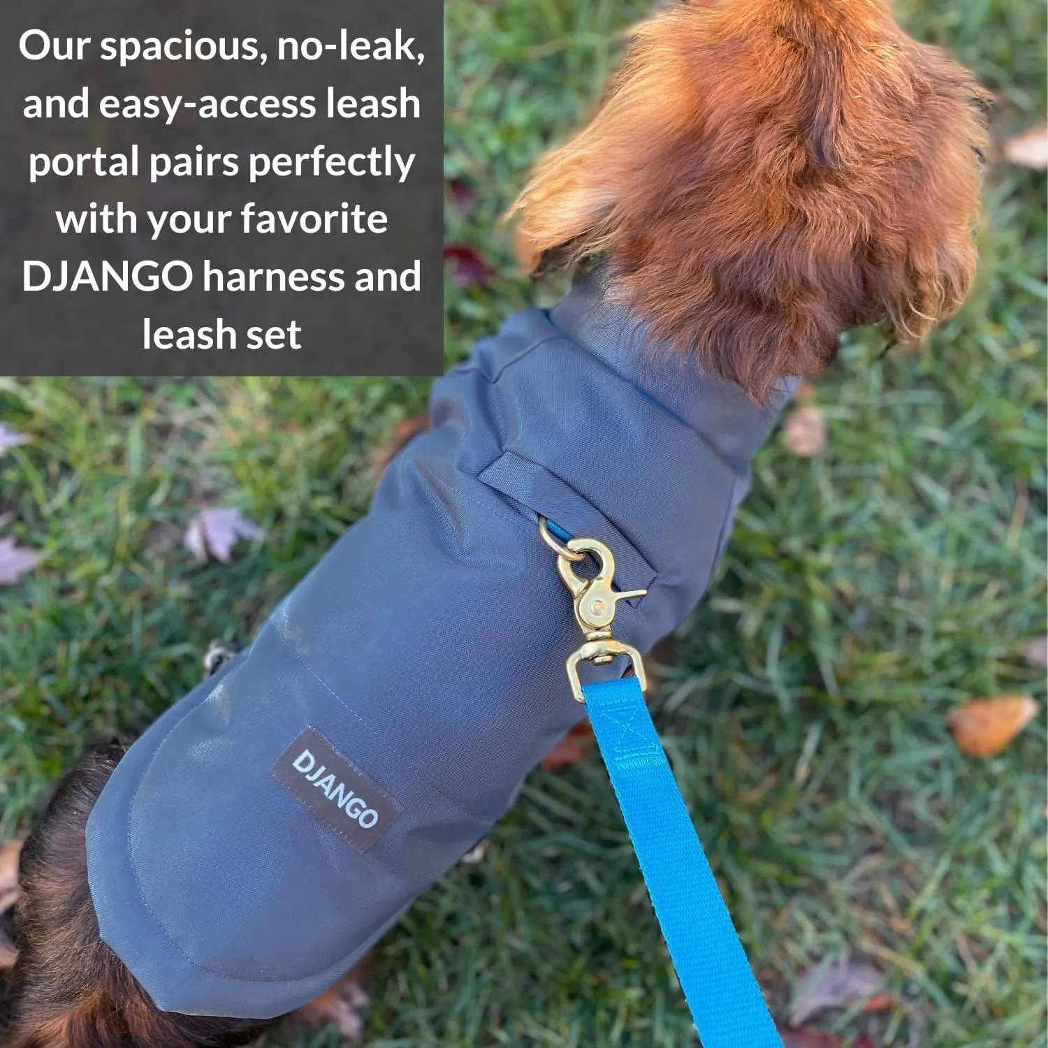DJANGO Puffer Dog Jacket and Reversible Winter Dog CoatWater-Repellent and Adjustable Dog Jacket with Windproof Protection and Easy-Access Harness-Leash Portal (Medium, Twilight Blue)
