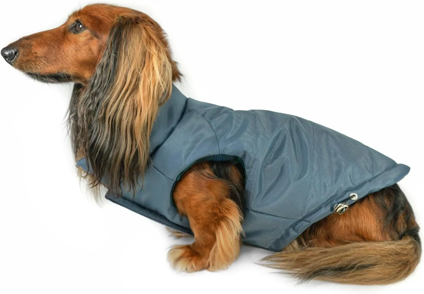 DJANGO Puffer Dog Jacket and Reversible Winter Dog CoatWater-Repellent and Adjustable Dog Jacket with Windproof Protection and Easy-Access Harness-Leash Portal (Medium, Twilight Blue)