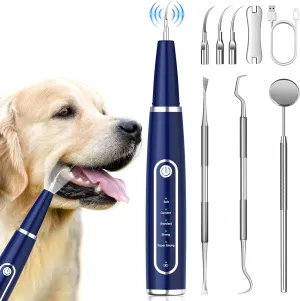 Dog Plaque Remover for Teeth, Dog Teeth Cleaning Kit with LED Light and 5 Modes, Teeth Cleaning for Dogs and Cats,Blue