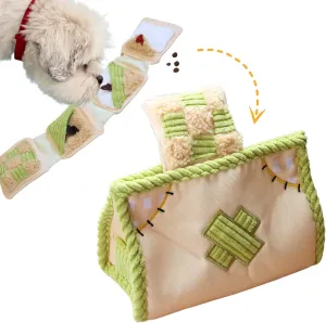 Dog Puzzle Toy, Interactive Snuffle Tissue Box Toy for Small Medium Large Dogs  Hide & Seek Treat Dispenser with Squeaky & Crinkle Sounds, 2-in-1Chew Toy, Durable & Washable