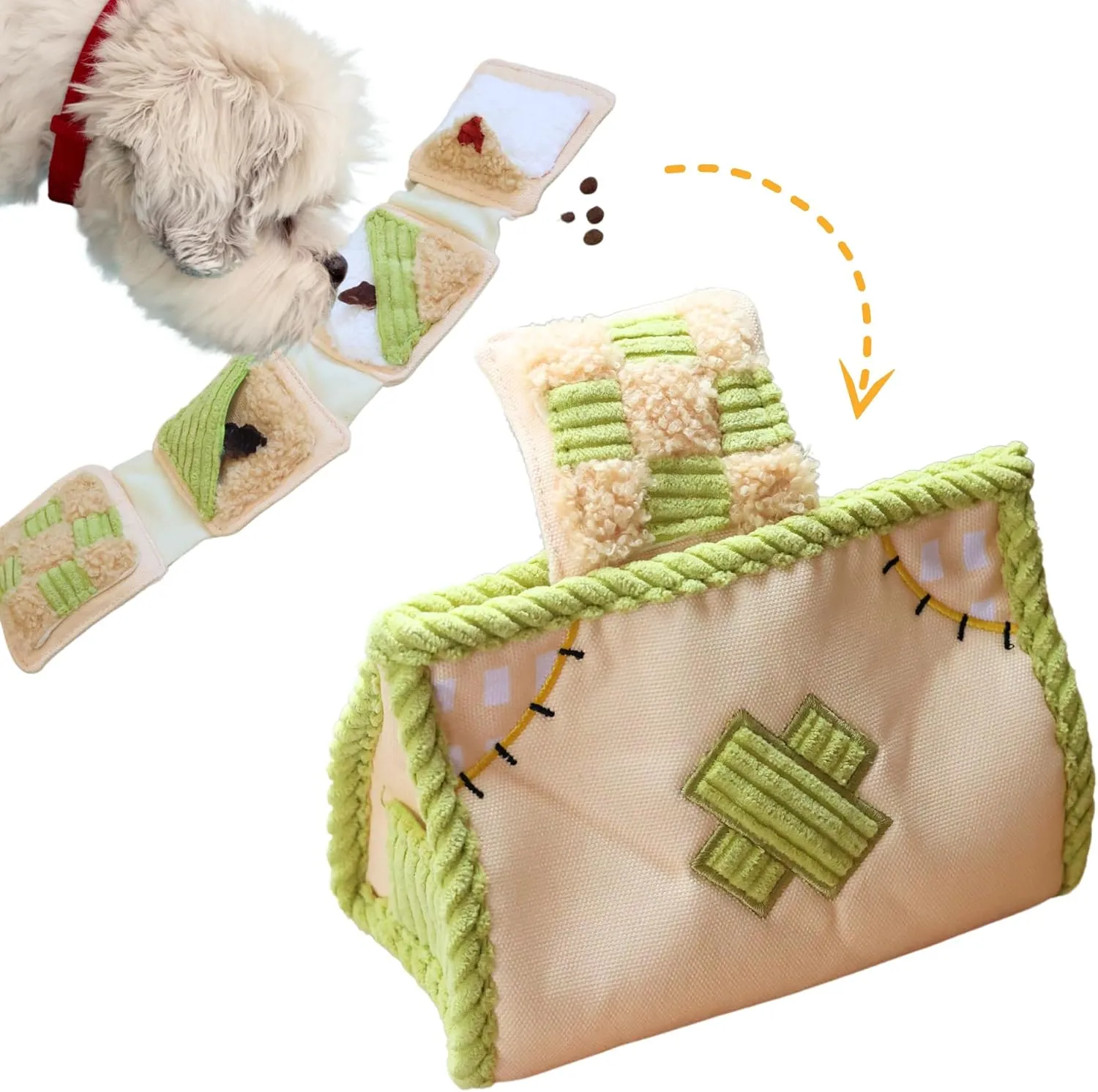 Dog Puzzle Toy, Interactive Snuffle Tissue Box Toy for Small Medium Large Dogs  Hide & Seek Treat Dispenser with Squeaky & Crinkle Sounds, 2-in-1Chew Toy, Durable & Washable