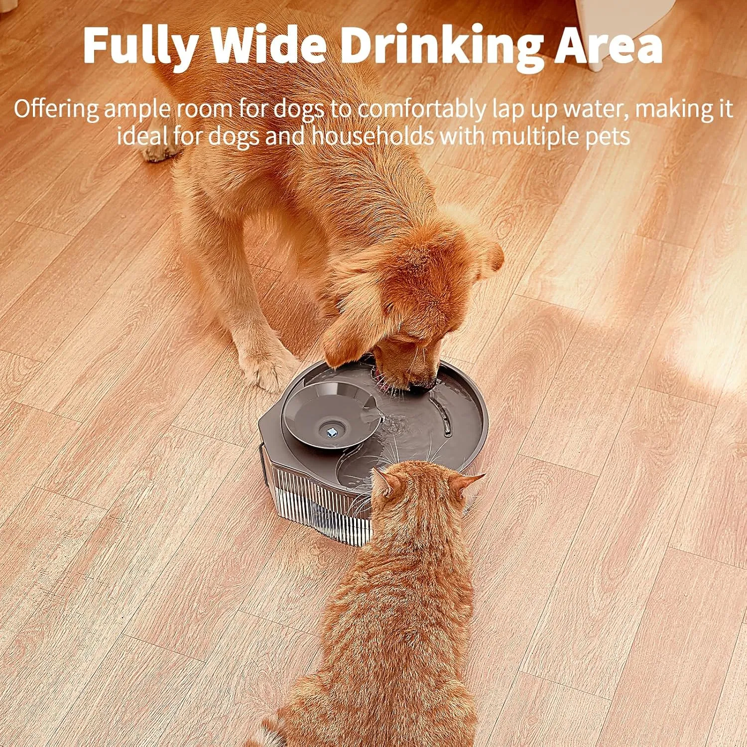 Dog Water Fountain, 5L/169oz Pet Water Fountain with Transparent Design and 3 Filters, Dog Water Bowl Dispenser with Quiet Pump, Ideal for Dogs, Cats and Multi-pet households