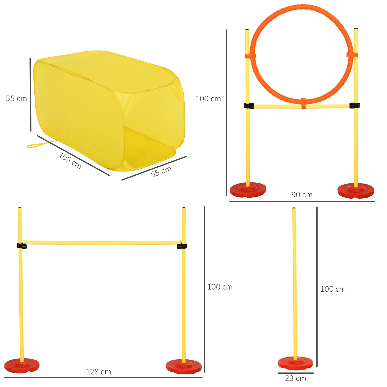 Dogs 4-Obstacle ABS Agility Training Set Yellow/Red