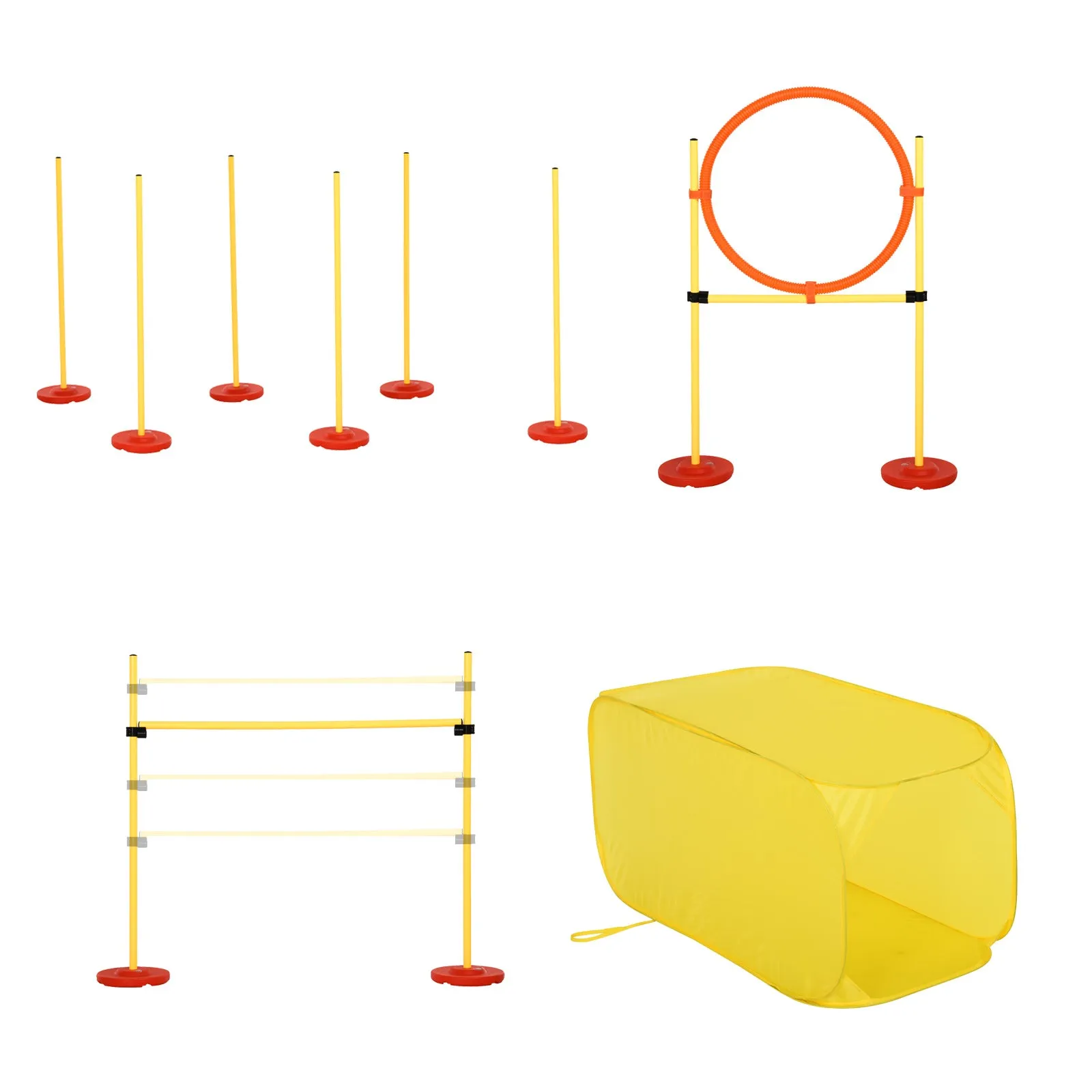 Dogs 4-Obstacle ABS Agility Training Set Yellow/Red