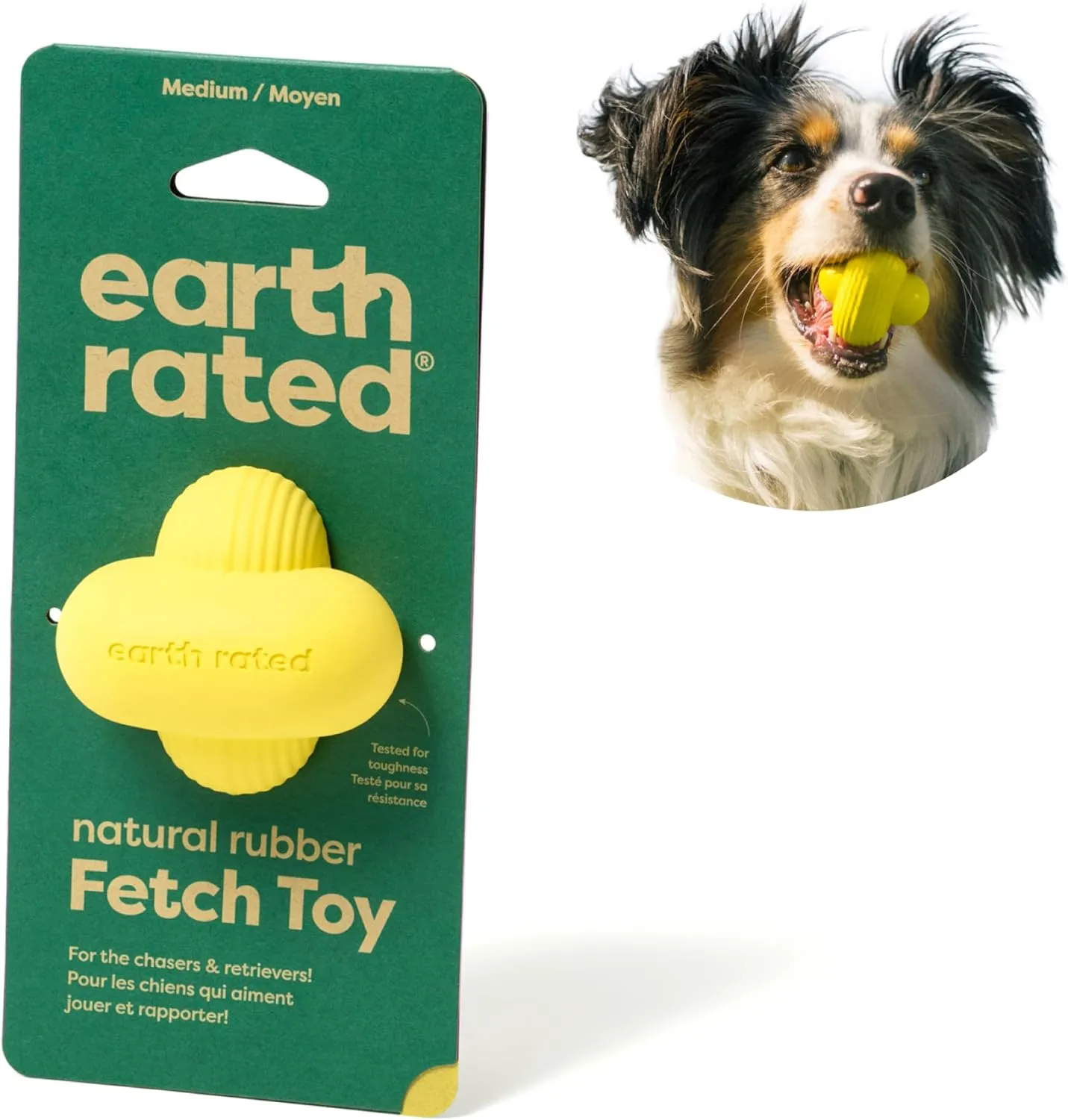 Earth Rated Dog Ball, Interactive Fetch Toy for All Breeds, Comes in Multiple Sizes, Made with Natural Rubber, Perfect for Indoor and Outdoor Use, Medium, Yellow