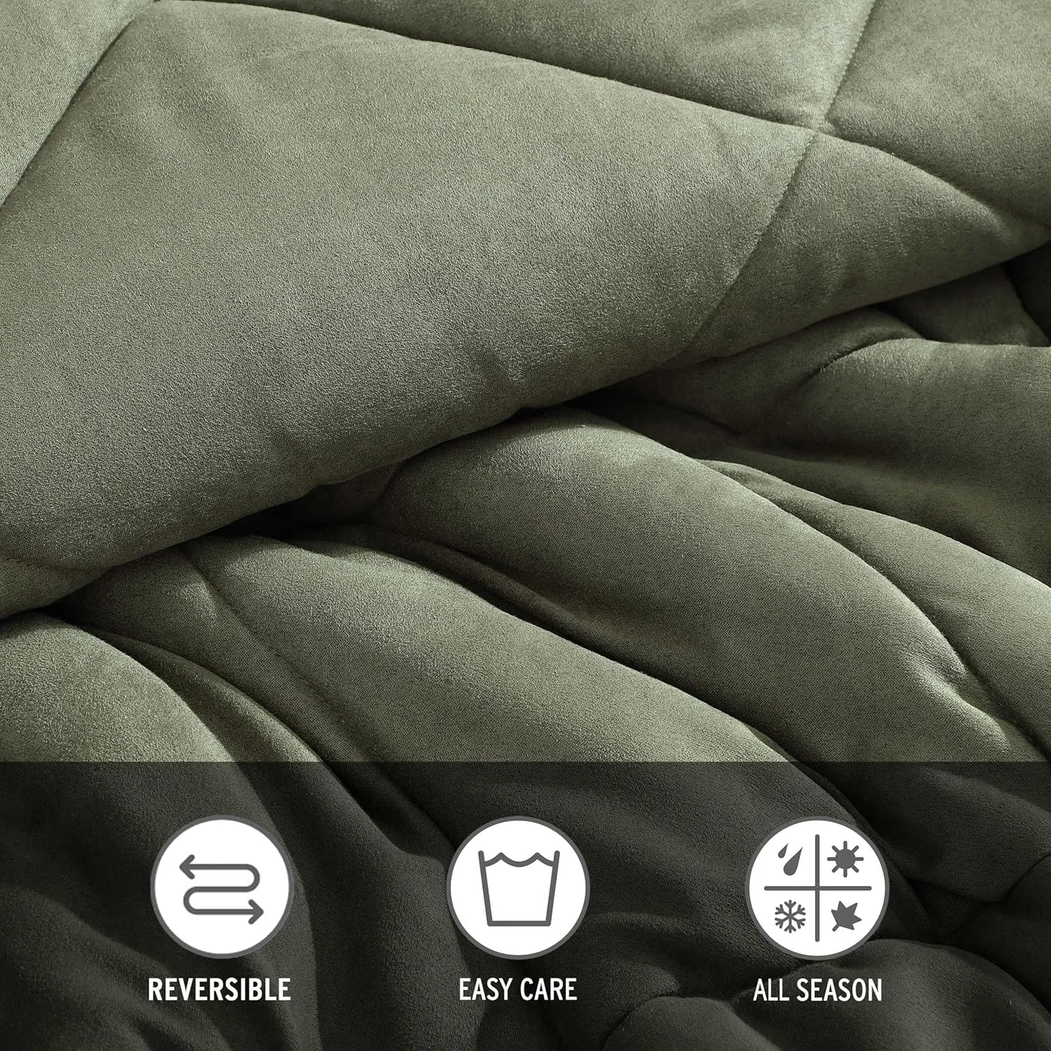 Eddie Bauer - Full/Queen Comforter Set, Reversible Microsuede Bedding with Matching Shams, Super Soft Plaid Home Decor, Oeko-Tex Certified (Big Lake Plaid Green, Full/Queen)