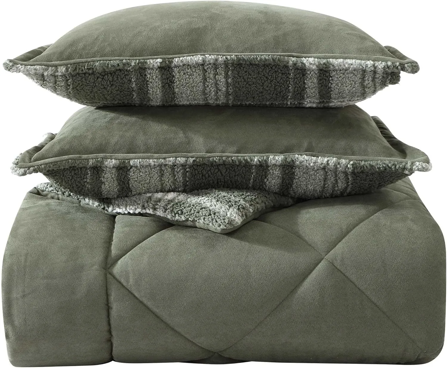 Eddie Bauer - Full/Queen Comforter Set, Reversible Microsuede Bedding with Matching Shams, Super Soft Plaid Home Decor, Oeko-Tex Certified (Big Lake Plaid Green, Full/Queen)