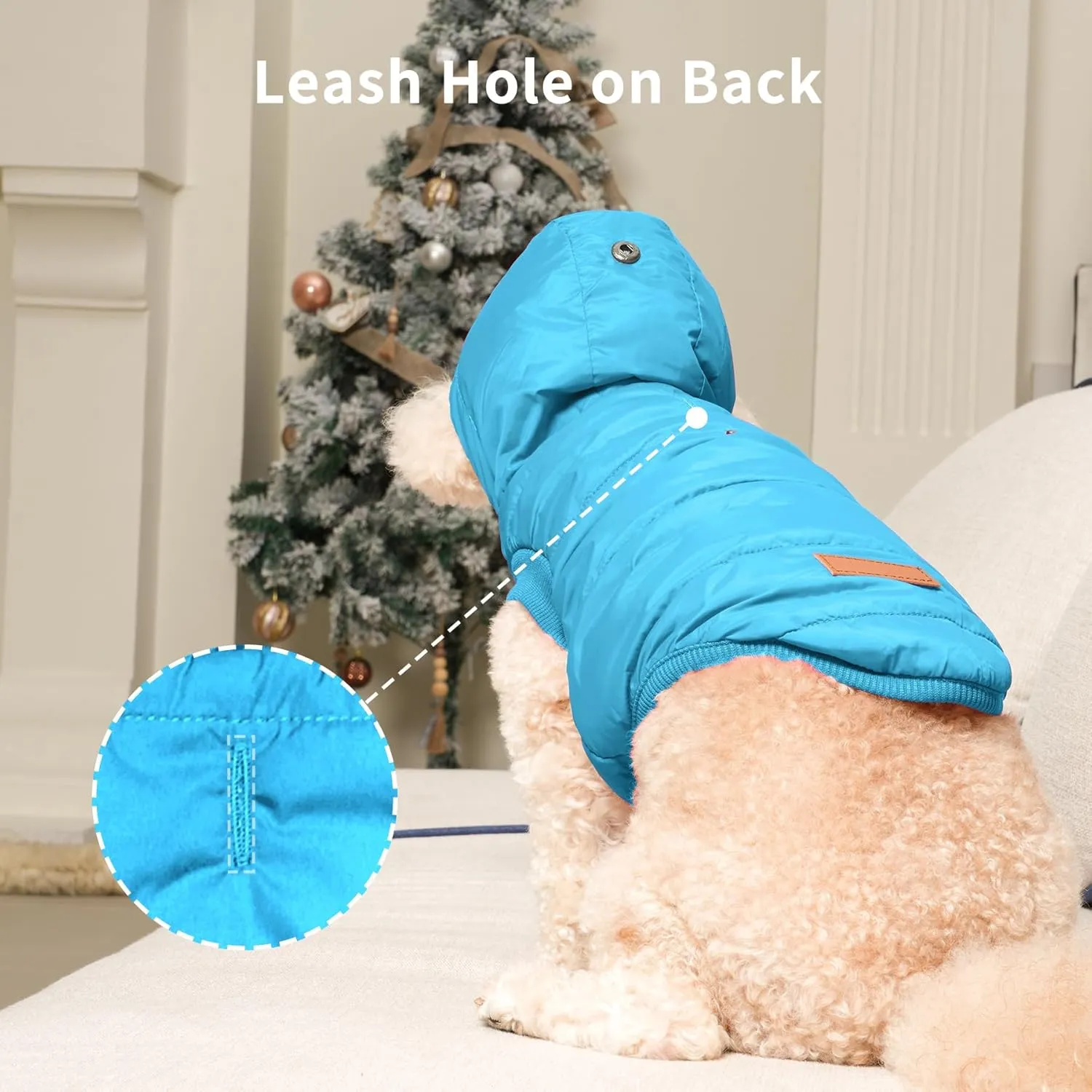 Fleece Lining Extra Warm Dog Hoodie in Winter for Medium Dogs Jacket Pet Coats with Hooded,Light Blue L