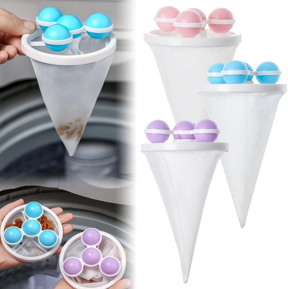 Floating Hair Filtering Mesh Removal, 2025 New Reusable Sturdy Laundry Pet Dog Hair Catcher Remover Lint Filter Mesh Bag for Laundry Washing Machine (Mixed)