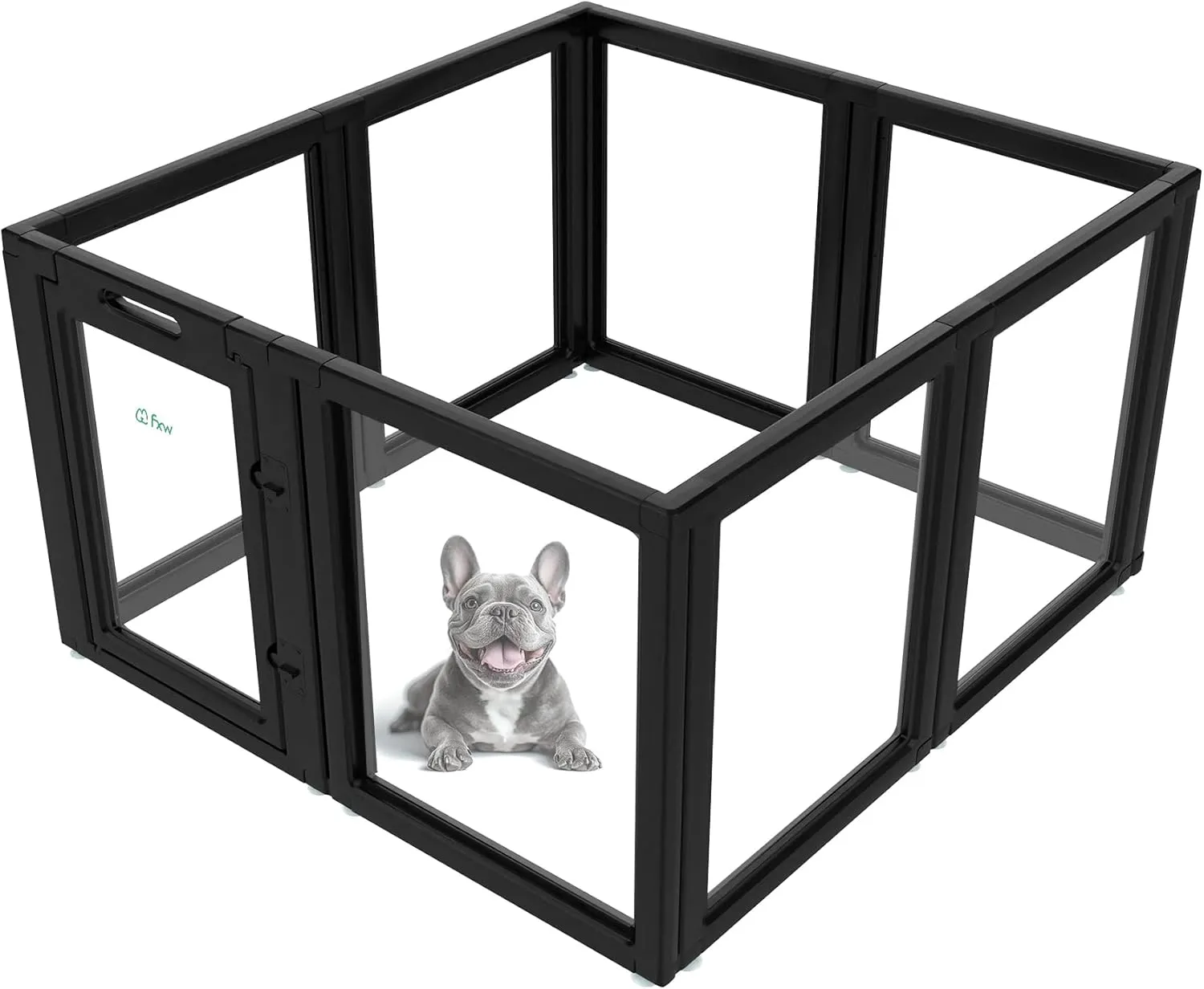 FXW AuraSpace Acrylic Indoor Dog Playpen for Puppies and Small Dogs, 24 Inch, 8 Panels, Black