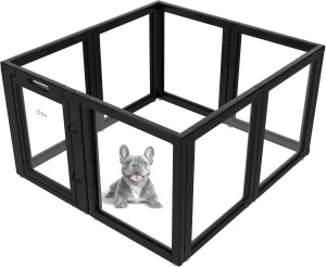 FXW AuraSpace Acrylic Indoor Dog Playpen for Puppies and Small Dogs, 24 Inch, 8 Panels, Black