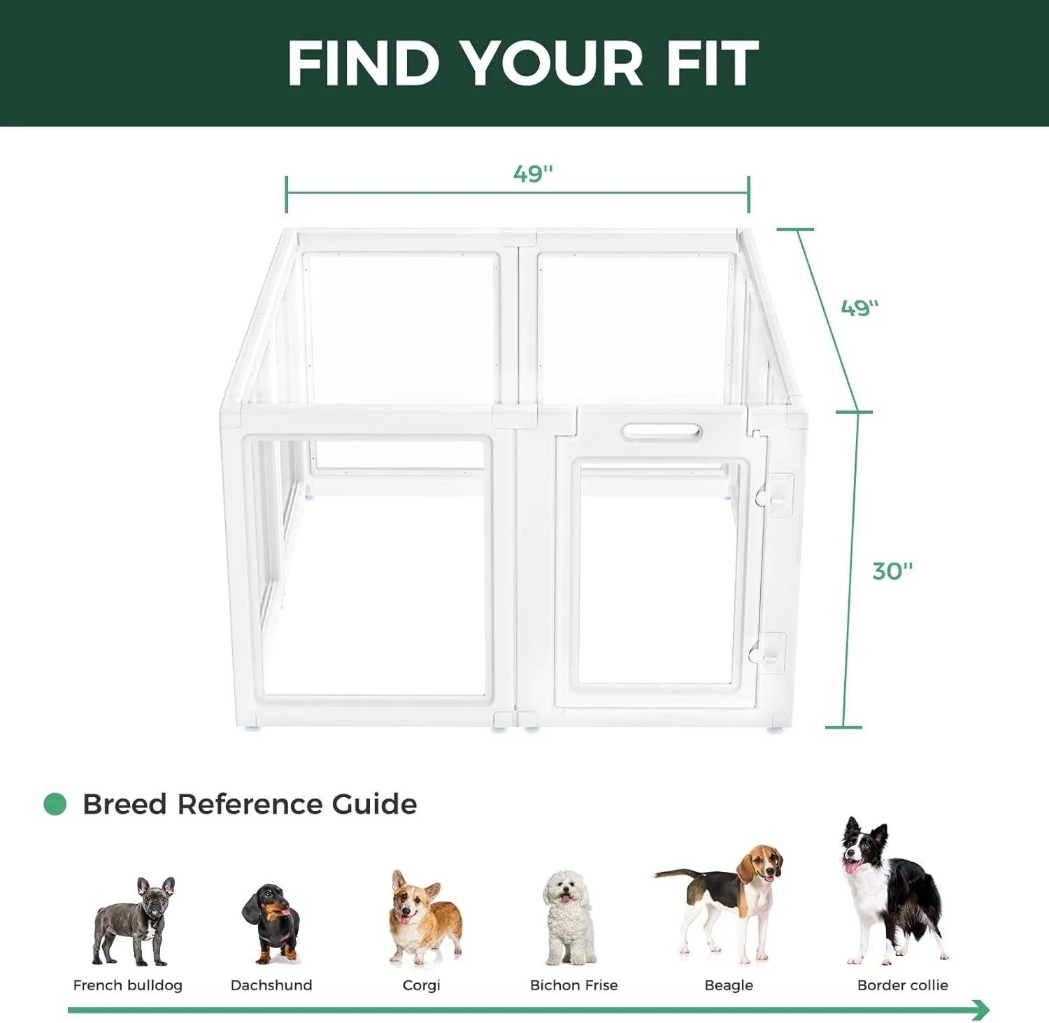 FXW AuraSpace Acrylic Indoor Dog Playpen for Small and Medium Dogs, 30 Inch, 8 Panels, White