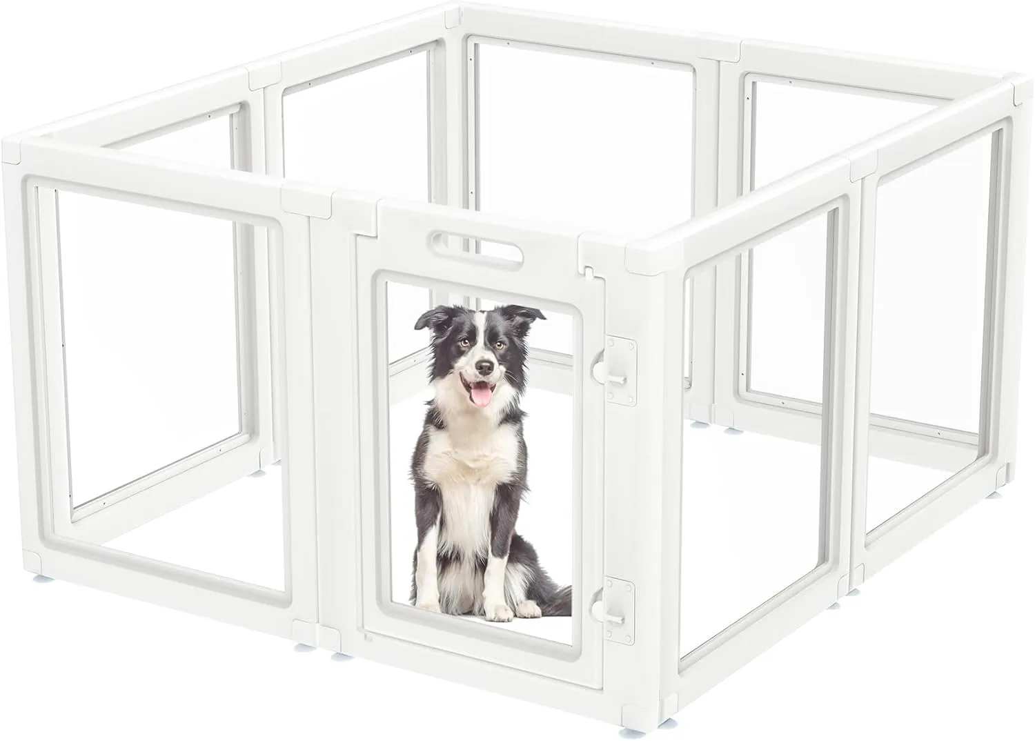 FXW AuraSpace Acrylic Indoor Dog Playpen for Small and Medium Dogs, 30 Inch, 8 Panels, White