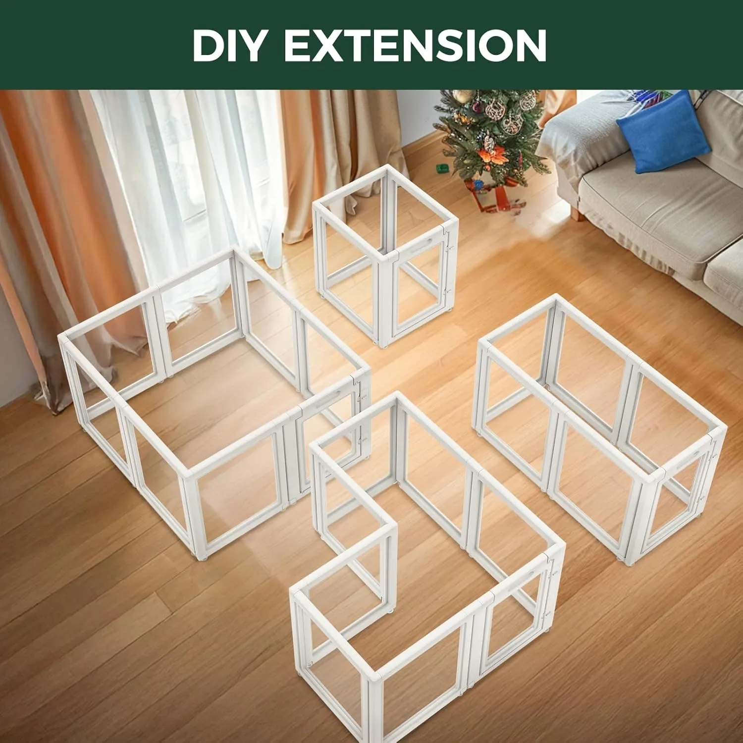 FXW AuraSpace Acrylic Indoor Dog Playpen for Small and Medium Dogs, 30 Inch, 8 Panels, White