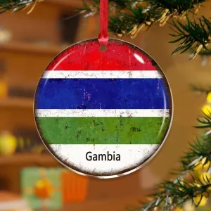 Gambia Hanging Ornaments Country Flag Patriotic Custom Keepsake Clear Acrylic Discs Flag Sports Bar Party Events Christmas Bauble for Christmas Tree Decoration Gift Tag Name Plates
