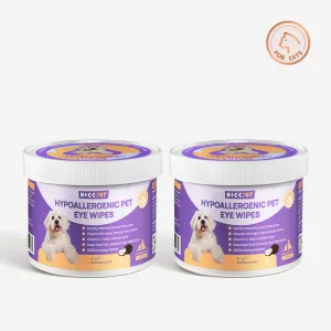 HICC Pet® Hypoallergenic Pet Eye Wipes For Cats, Coconut Scent, 100 Pads, Set of 2