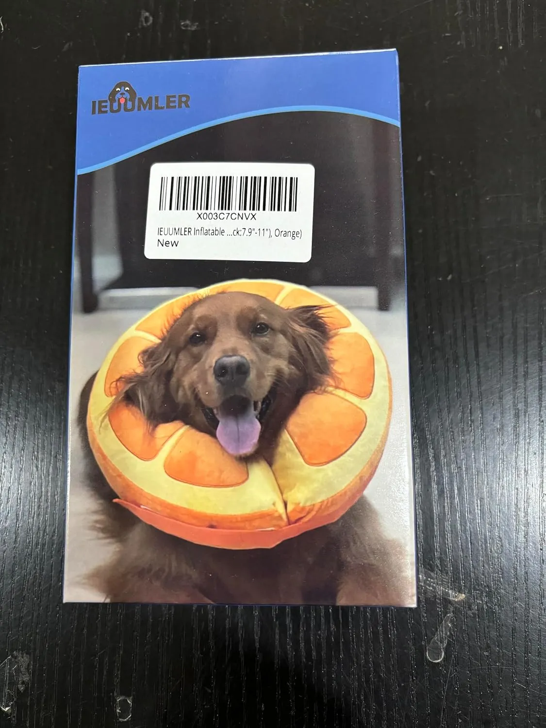 IEUUMLER Inflatable Recovery Dog Collar, Protective Donut Cone, Adjustable Soft Collar for Dog and Cat After Surgery Prevent from Biting & Scratching EU002 - Orange M
