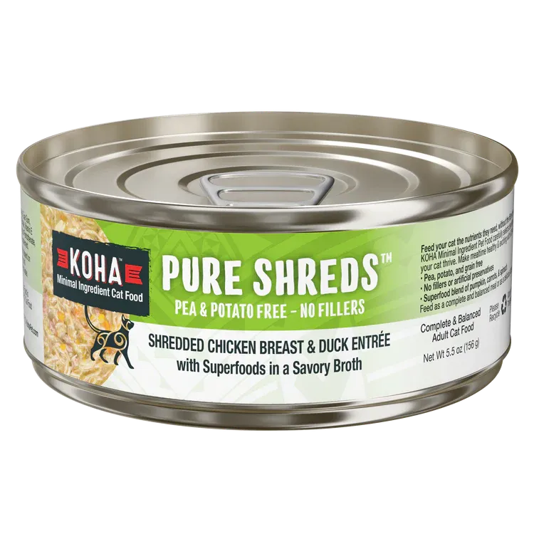 KOHA Chicken & Duck Pure Shreds for Cats 5.5oz