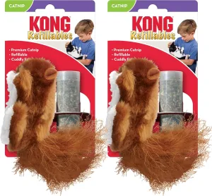 KONG Refillables Catnip Toys, Assorted 2-Pack  Plush Cat Toys with Refillable Catnip Pouch & Premium North American Catnip (Squirrel 2 Pack)