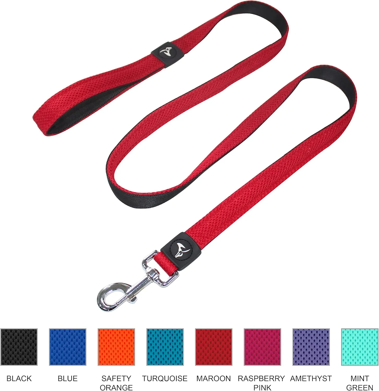 Kruz Premier 5ft Dog Mesh Leash - KZA1160-14XS - Lightweight, Breathable, Comfort Puffy Leash - Secure Dual-Layered Tangle-Free Mesh Lead for Dog Walking, Running, Training - Red - 5/8" x 5 FT