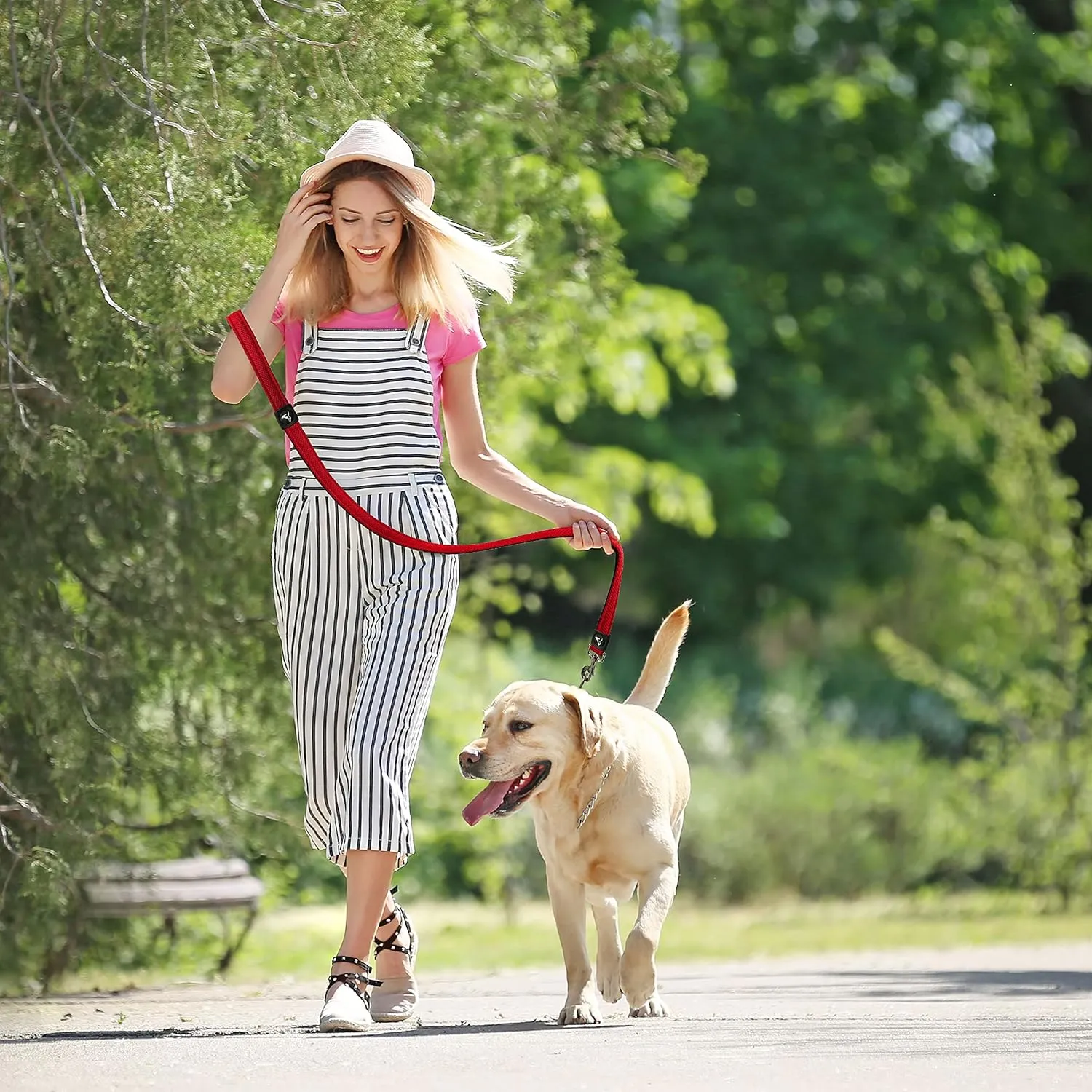 Kruz Premier 5ft Dog Mesh Leash - KZA1160-14XS - Lightweight, Breathable, Comfort Puffy Leash - Secure Dual-Layered Tangle-Free Mesh Lead for Dog Walking, Running, Training - Red - 5/8" x 5 FT