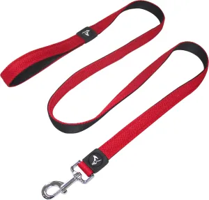 Kruz Premier 5ft Dog Mesh Leash - KZA1160-14XS - Lightweight, Breathable, Comfort Puffy Leash - Secure Dual-Layered Tangle-Free Mesh Lead for Dog Walking, Running, Training - Red - 5/8" x 5 FT