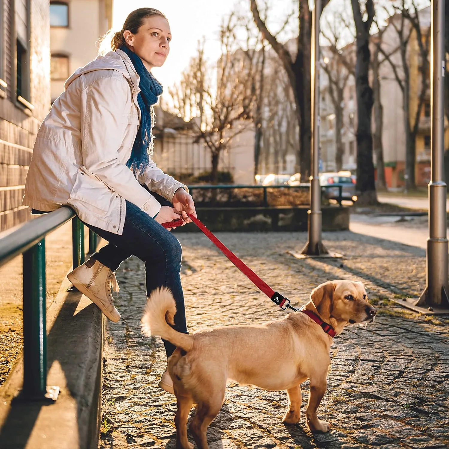 Kruz Premier 5ft Dog Mesh Leash - KZA1160-14XS - Lightweight, Breathable, Comfort Puffy Leash - Secure Dual-Layered Tangle-Free Mesh Lead for Dog Walking, Running, Training - Red - 5/8" x 5 FT