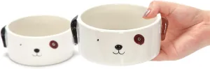 Kurrajong Farmhouse Set of 2 Ceramic Dog Bowls for Small Size Dogs - 4.5" Wide x 2" high - one Dog Water Bowl and one Food Bowl - Adorable and Unique Small Ceramic Dishes for Your furbabies