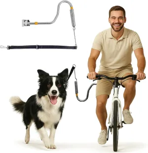 Large Dog Bike Leash Attachment, U-Shape Shock Absorbing Dog Leash for Bike Riding, Adjustable Bicycle Attachment for Pet, Quick Install&Remove with Reflective Strip