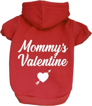 Mommy's Valentine Valentine's Day Dog Hoodie Fleece Lined Pullover Sweatshirt with Leash Hole (Red, 6X-Large 198)