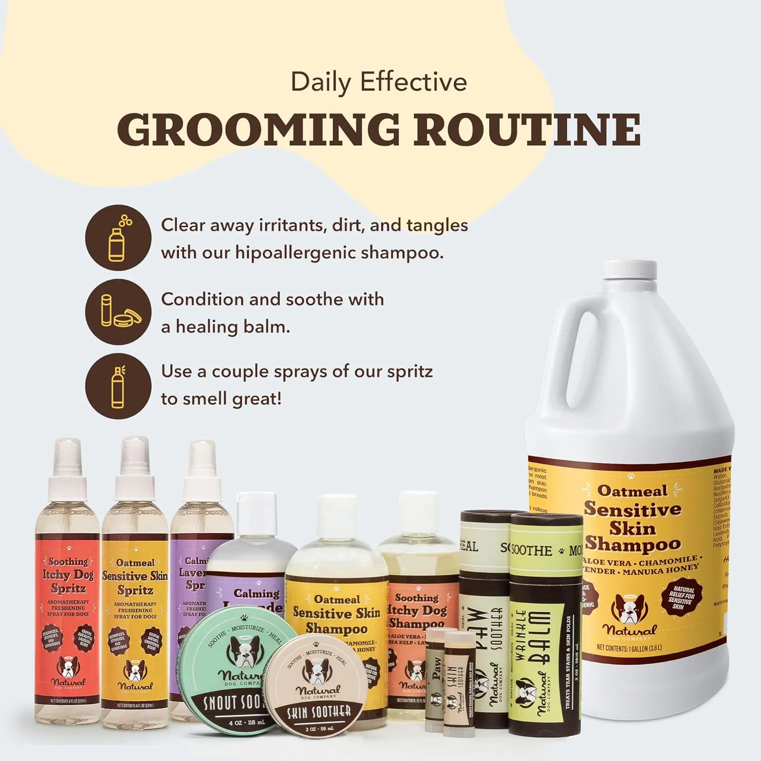 Natural Dog Company Sensitive Skin Dog Deodorizing Spray: Ideal for Sensitive Skin Dog Shampoo, Long Lasting Perfume, Dog Spray Deodorizer, Neutral Scented with hints of Lavender, 8 oz