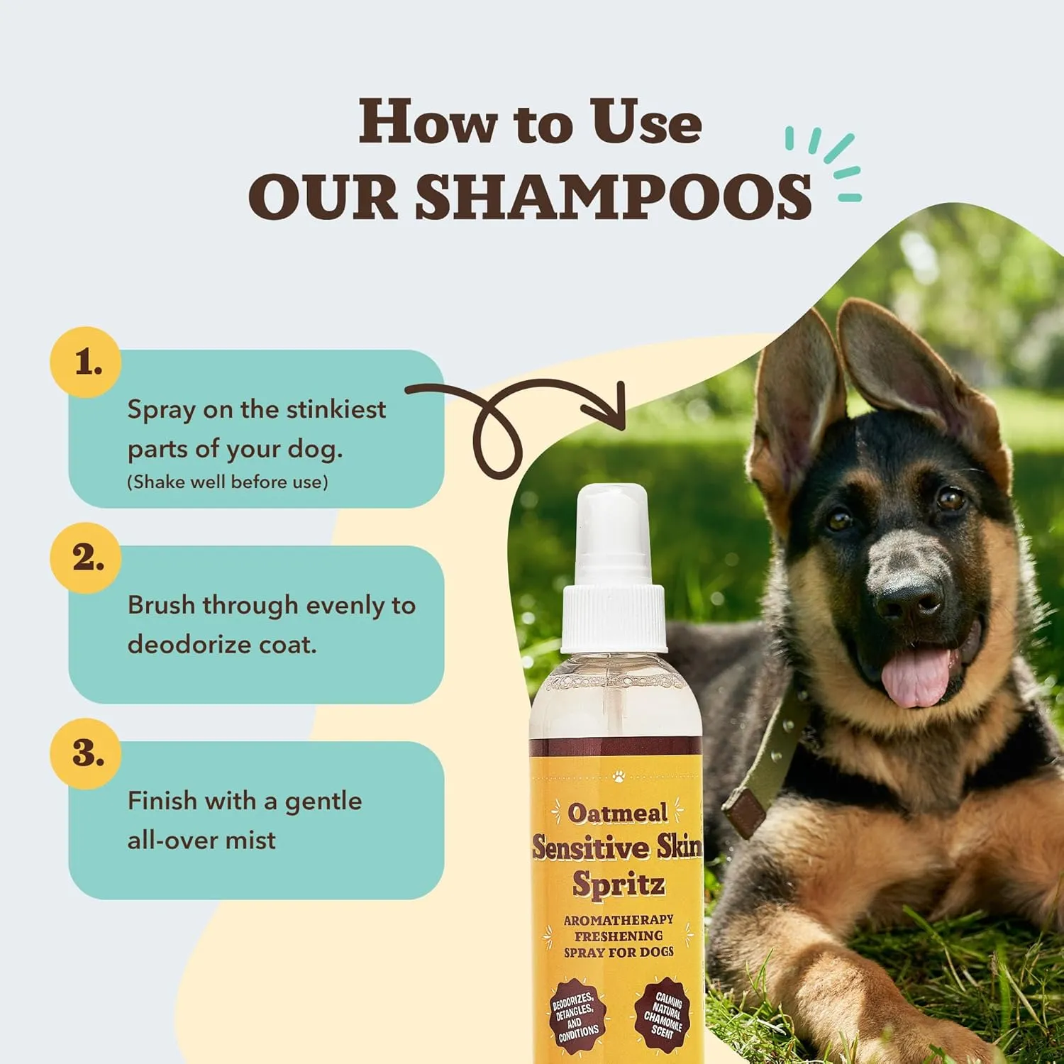 Natural Dog Company Sensitive Skin Dog Deodorizing Spray: Ideal for Sensitive Skin Dog Shampoo, Long Lasting Perfume, Dog Spray Deodorizer, Neutral Scented with hints of Lavender, 8 oz