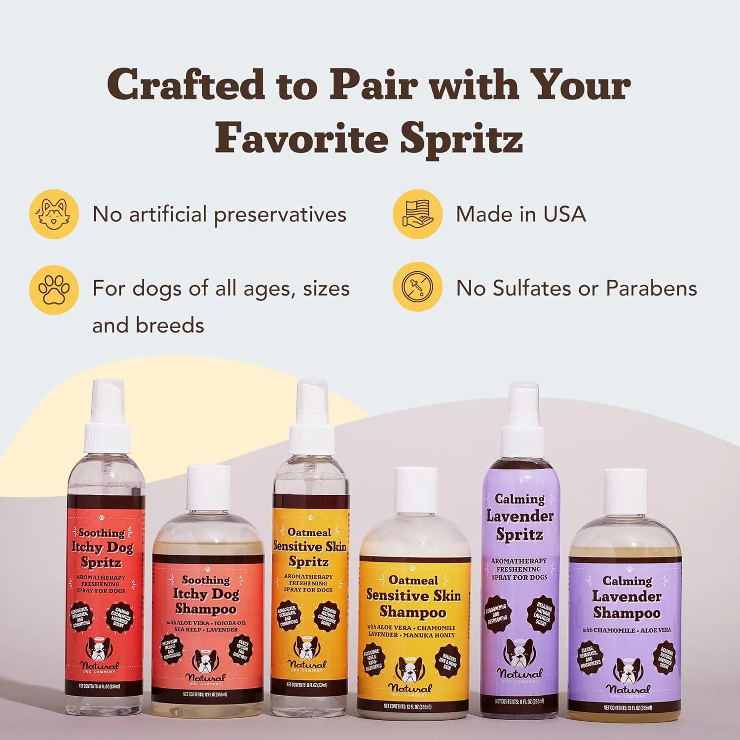 Natural Dog Company Sensitive Skin Dog Deodorizing Spray: Ideal for Sensitive Skin Dog Shampoo, Long Lasting Perfume, Dog Spray Deodorizer, Neutral Scented with hints of Lavender, 8 oz