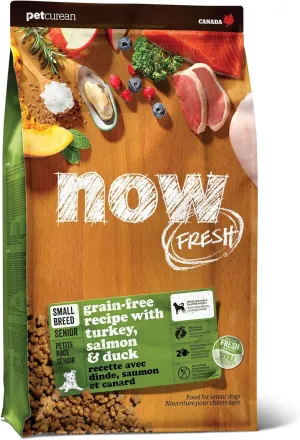 Now Fresh Grain-Free, Dry Dog Food, Small Breed Kibble, Real Meat and Fish, Turkey, Salmon and Duck Senior Recipe, 22 lb Bag
