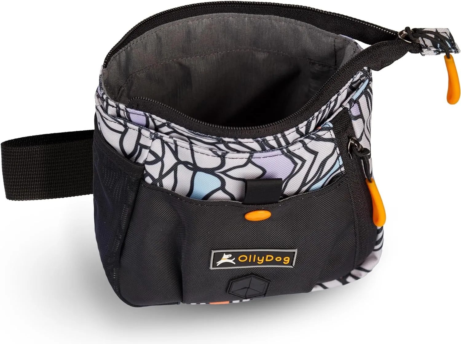 OllyDog Backcountry Day Bag | Hands-Free Dog Training Treat Pouch | Fanny/Hip Pack with Zipper Closure & Built-in Poop Bag Dispenser | Removable Waist Clip (Bloom)